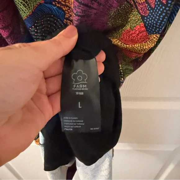 Farm Rio Dotted Macaws midi jersey dress size large floral bohemian sheath - Picture 6 of 11